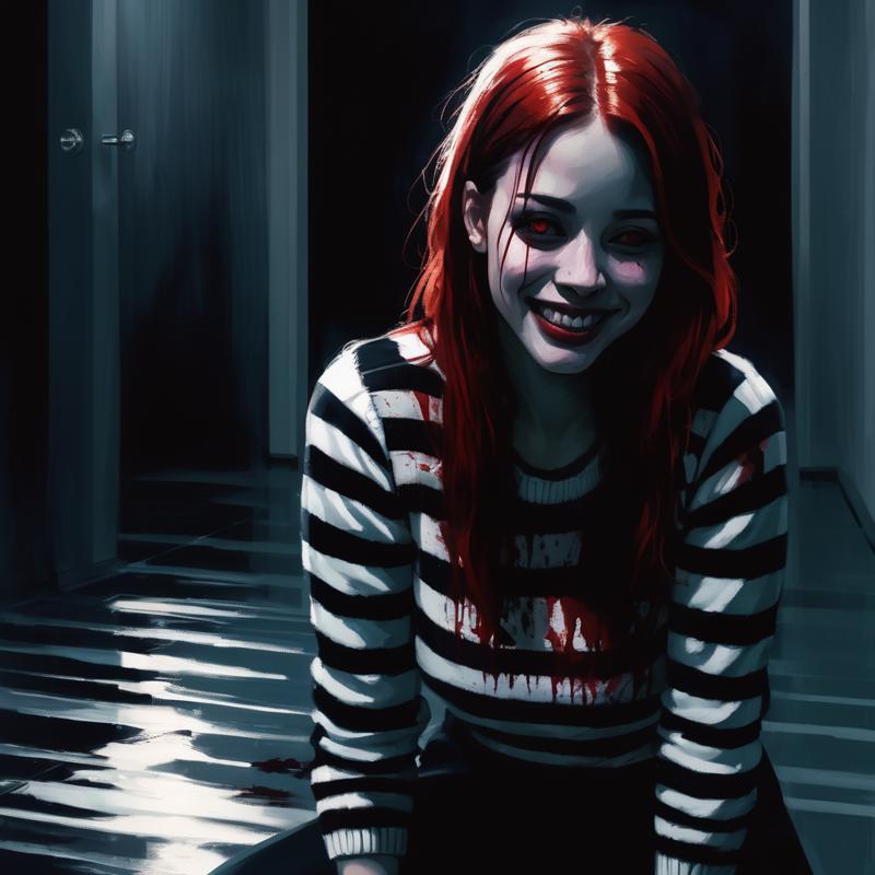 10776-1985753094-VtmArt, painting of girl with red hair wearing a striped sweater with big grin posing in a dark public toilet, body on floor, _l.png